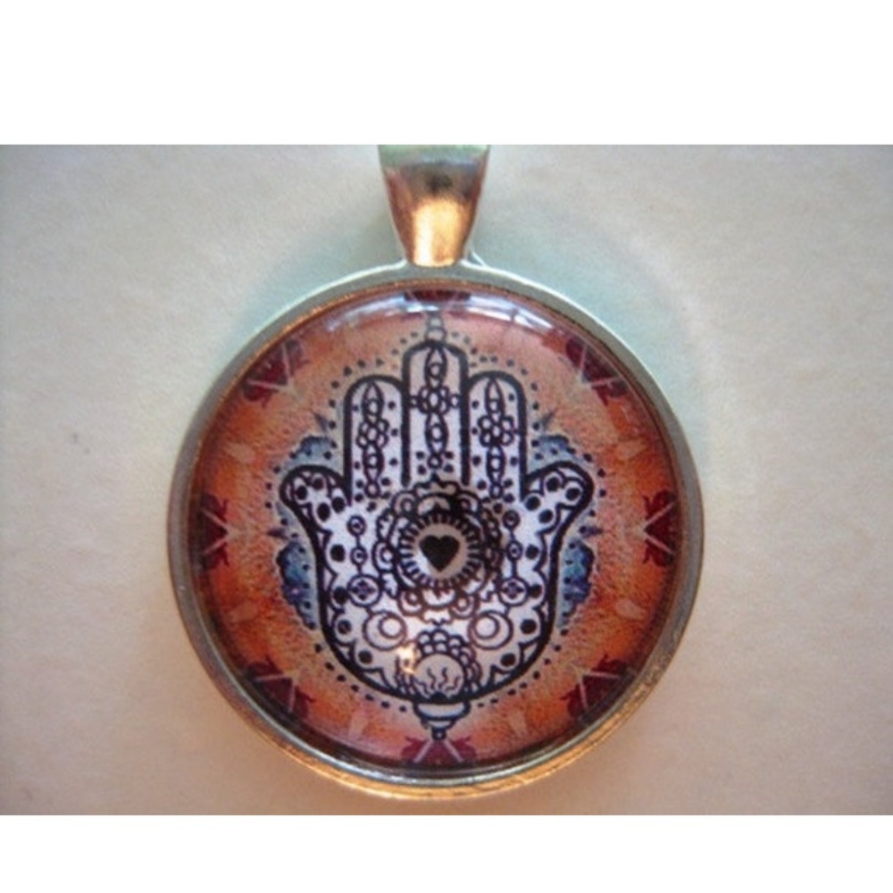 Yoga Necklace:  Hamsa on Mandala  (013)